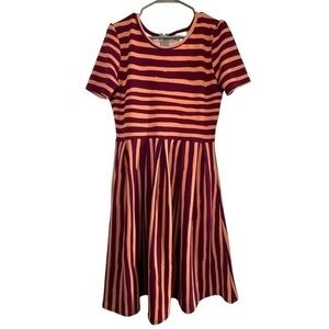 Women's Lularoe Dress Maroon Peach Zippered Size Large EUC #7375